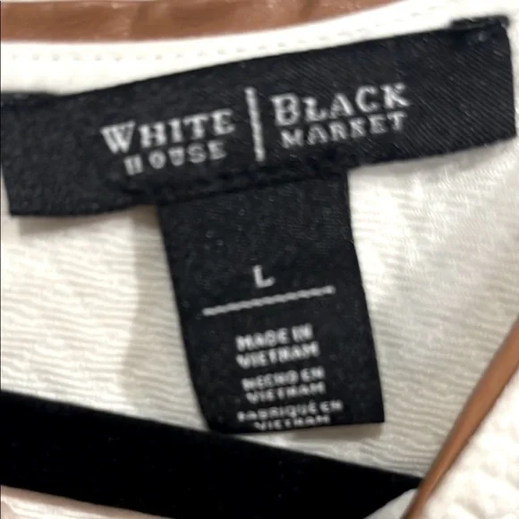 White House Black Market Cream textured blouse Top short sleeve size large - Picture 5 of 7